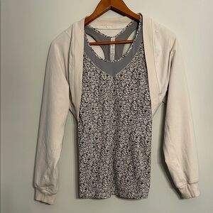 lululemon athletica Gray Floral V-Neck Tank with Cream Bolero